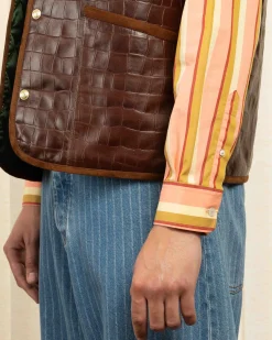 Le Gilet Cuir Croco