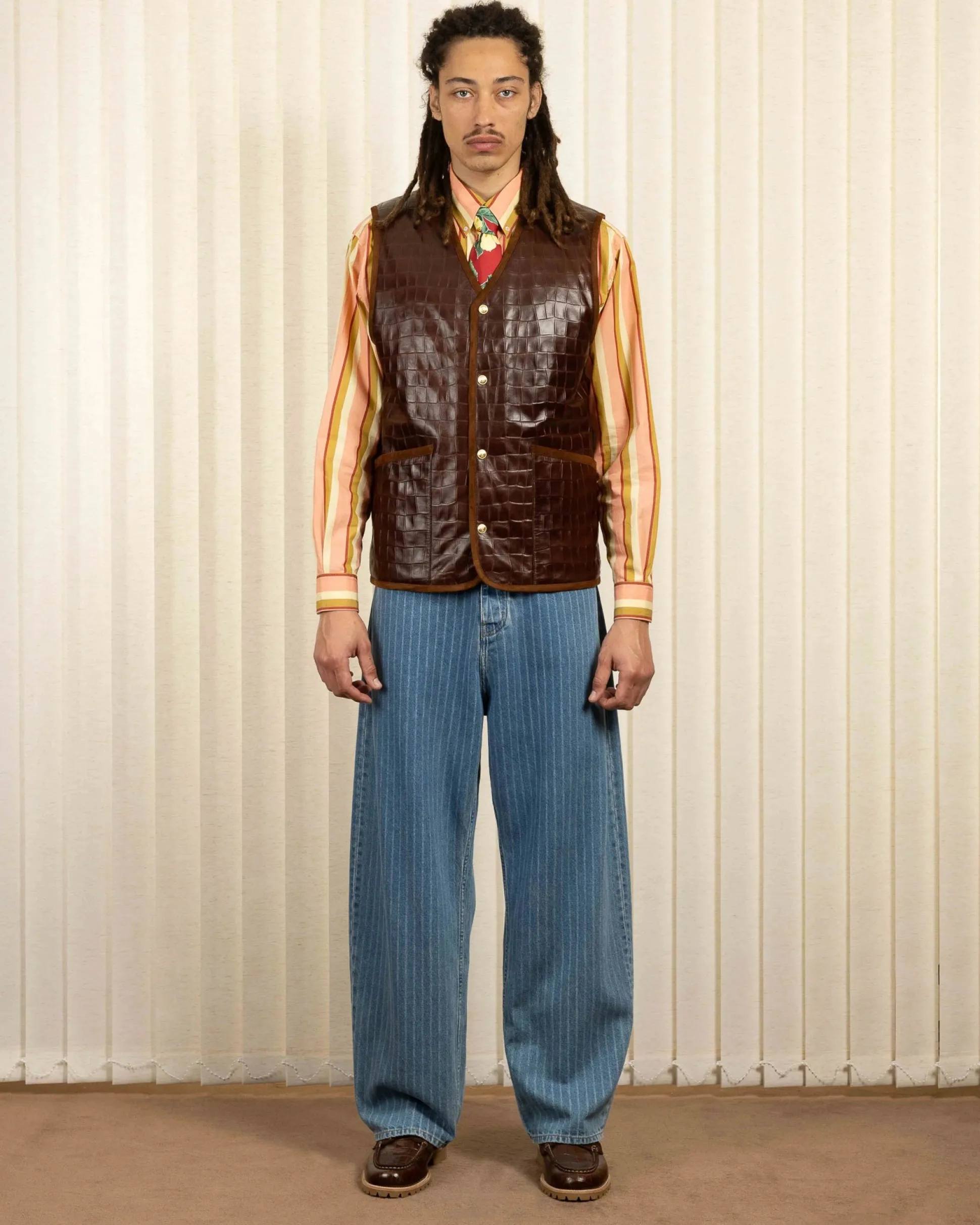 Le Gilet Cuir Croco